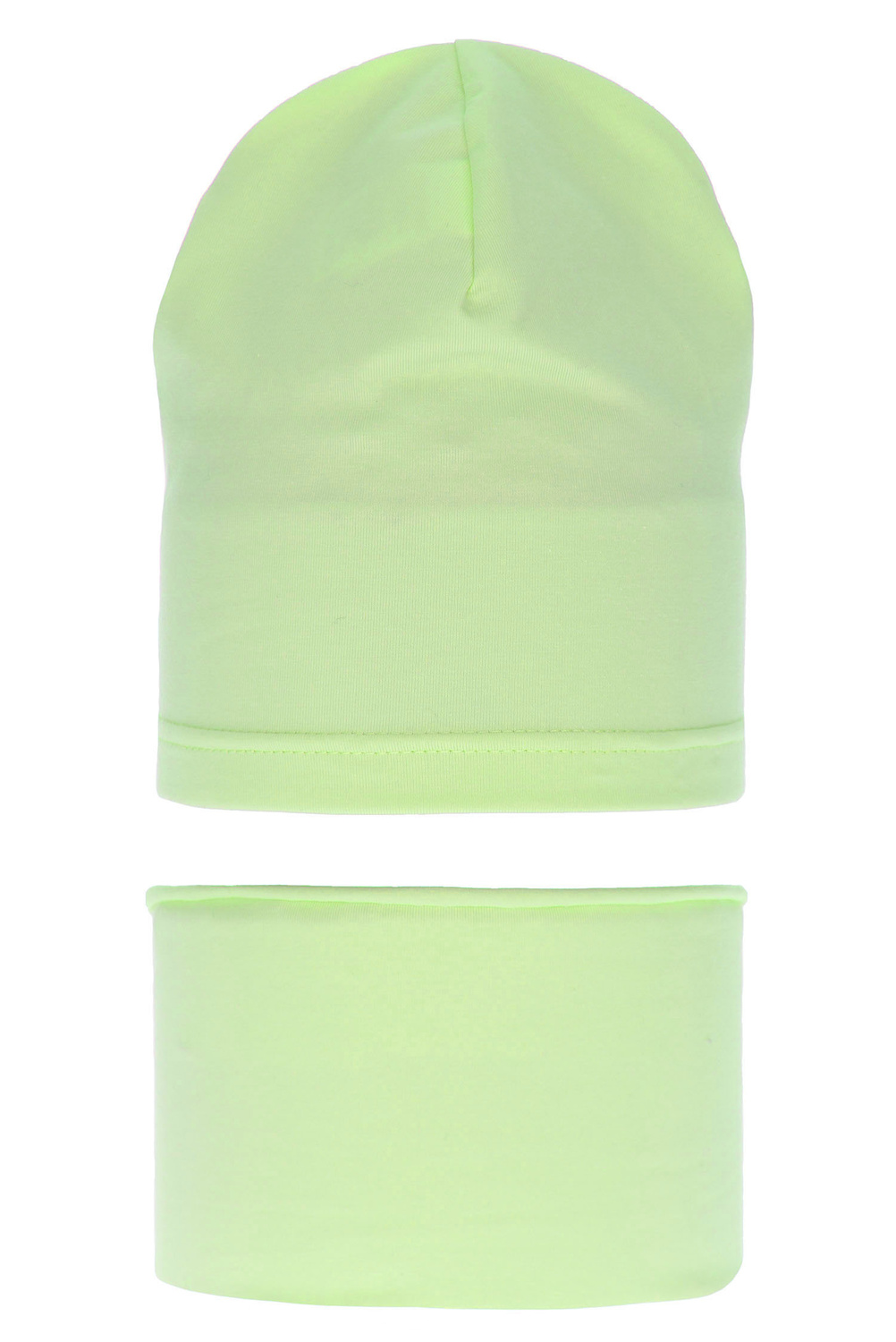 Czapka i komin dla dziewczynki jesienny, wiosenny komplet, limonkowy, bawełniany Hazelka