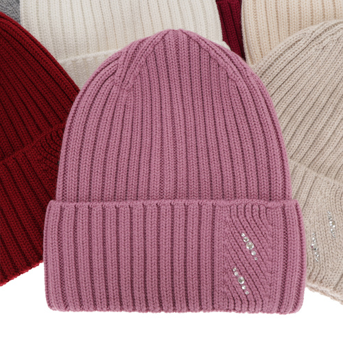 Czapka zimowa damska, czarna, 100% wełniana merino Ariga