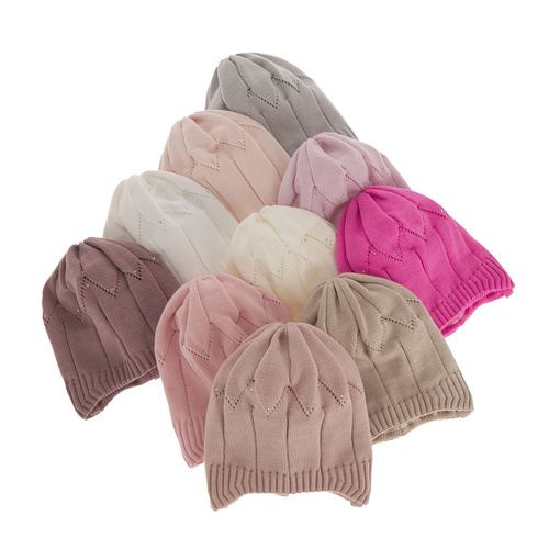 Czapka jesienna, wiosenna dla dziewczynki, liliowa, wiązana Mercja