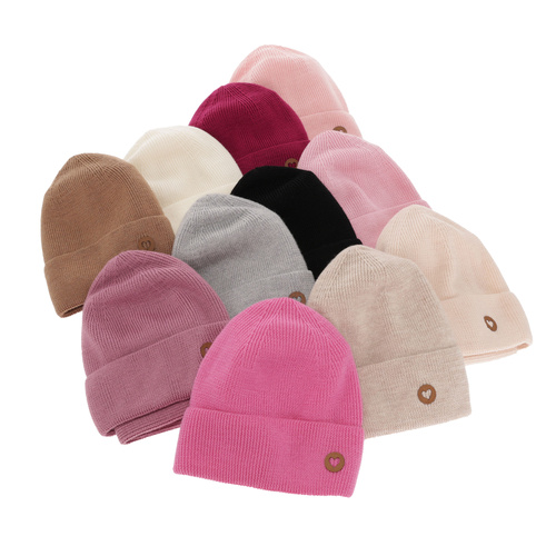 Czapka i komin dla dziewczynki jesienny, wiosenny komplet, amarantowy, 100% wełniana merino Brook