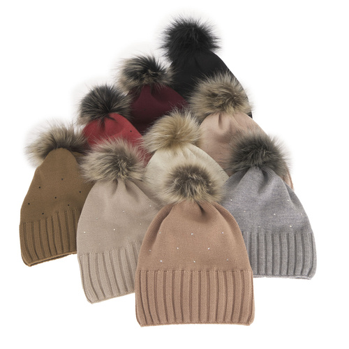 Czapka zimowa damska, różowa, z wełną merino Malga