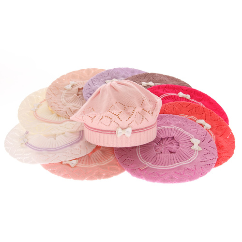 Beret dla dziewczynki jesienny, wiosenny, jasnoróżowy, Bibi