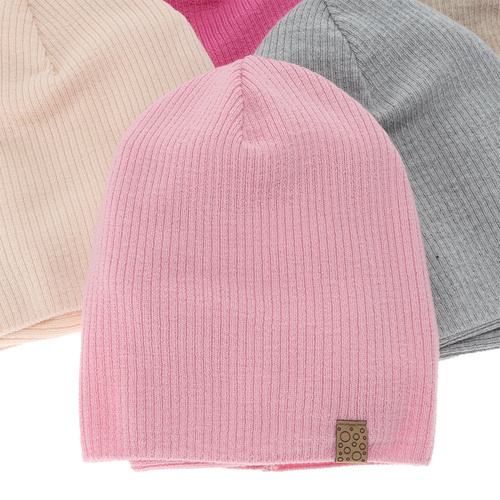 Czapka i komin dla dziewczynki jesienny, wiosenny komplet, czarny, 100% wełniany merino Ricona