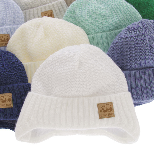 Czapka jesienna, wiosenna dla chłopca, błękitna, wiązana Todi