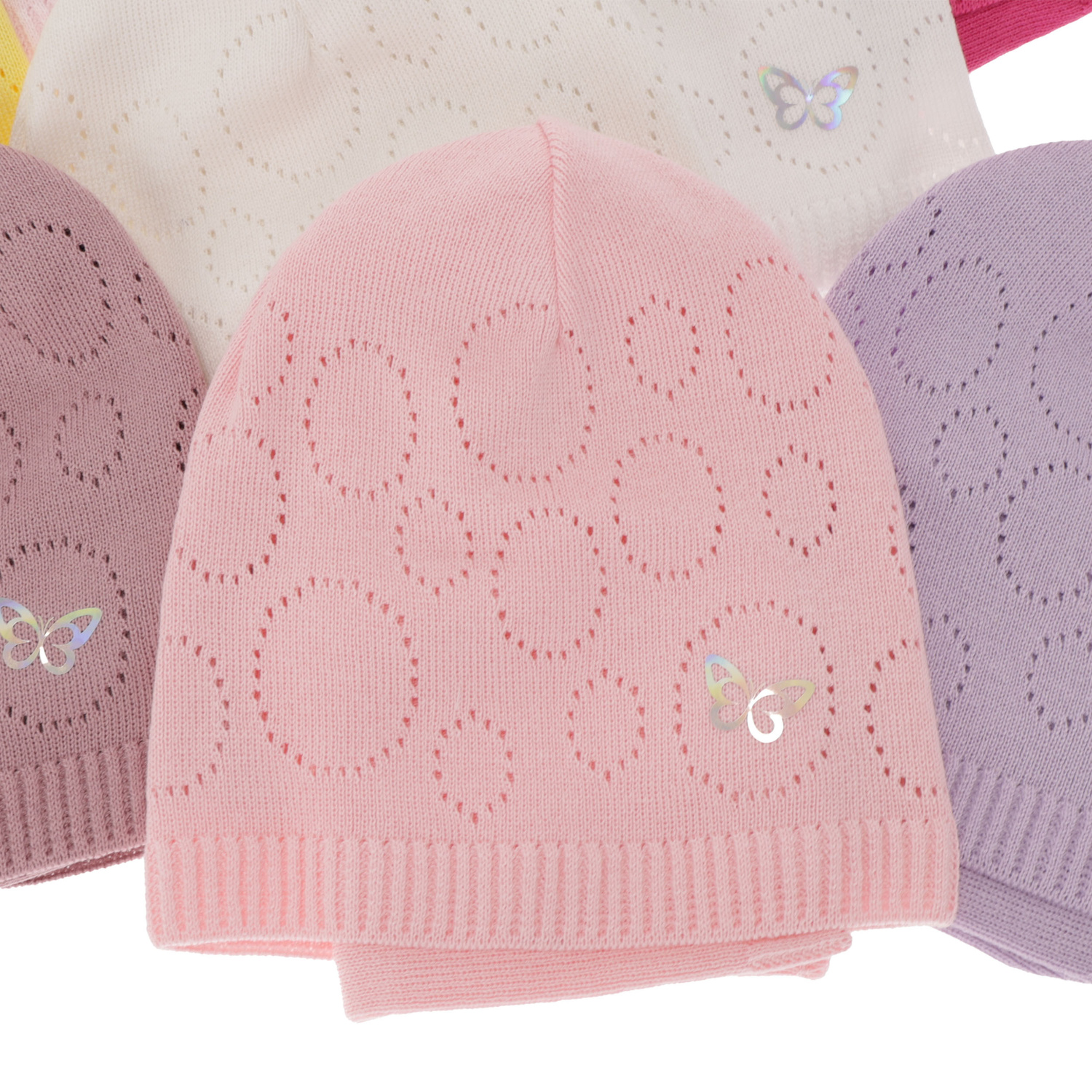 Czapka i komin dla dziewczynki jesienny, wiosenny komplet, z bawełną, różowy, ażurowy Amarilla