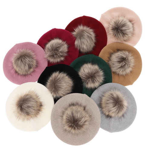 Beret damski zimowy, różowy, z wełną merino Bonnie