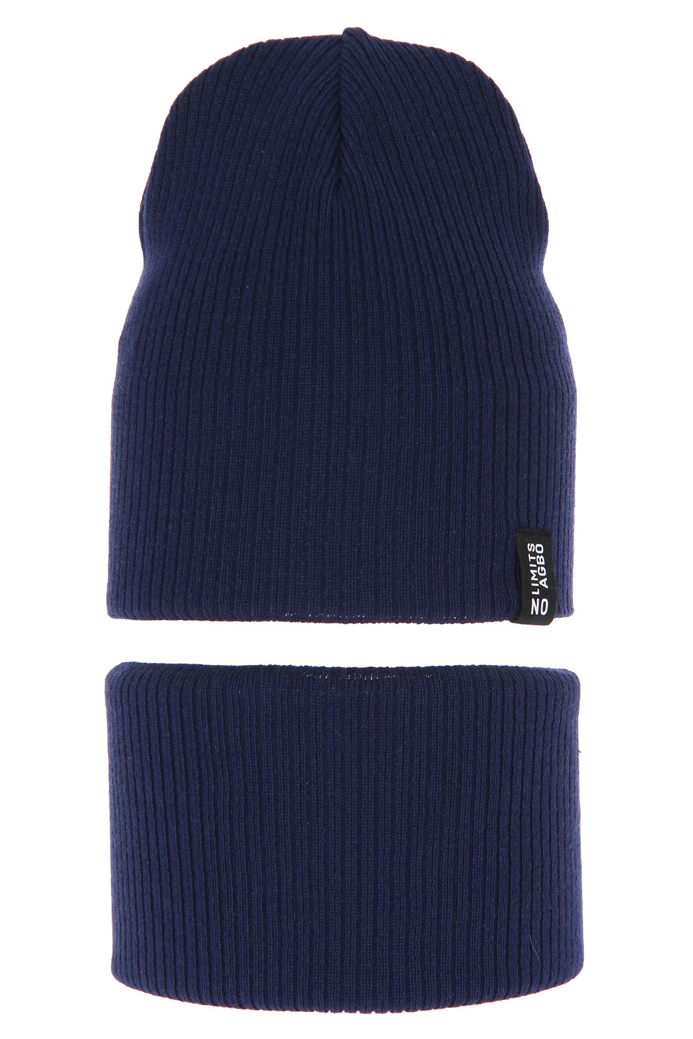 Czapka i komin dla chłopca jesienny, wiosenny komplet, z bawełną, granatowy Tunis