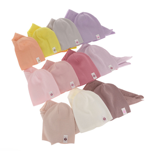 Czapka i komin dla dziewczynki jesienny, wiosenny komplet, różowy Blanche