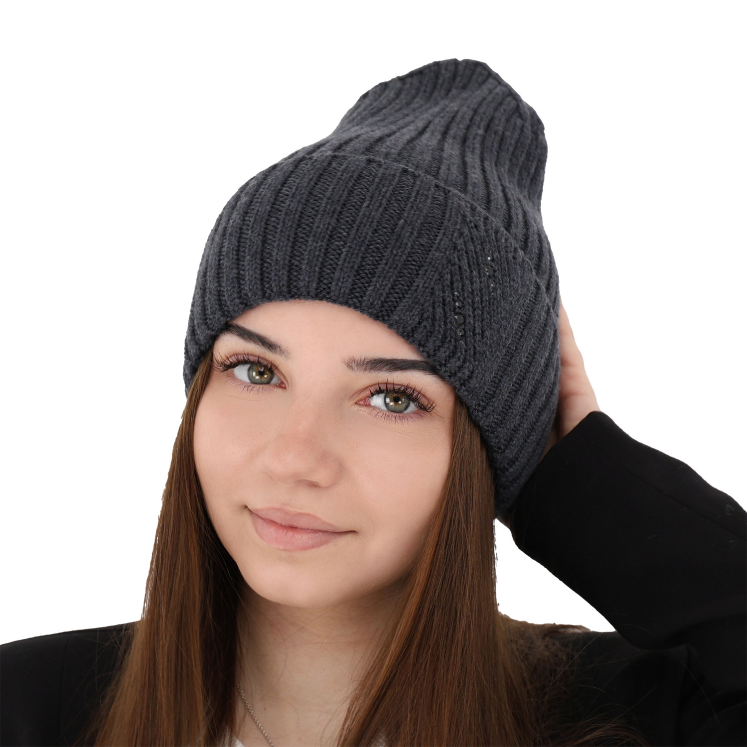 Czapka zimowa damska, różowa, 100% wełniana merino Ariga