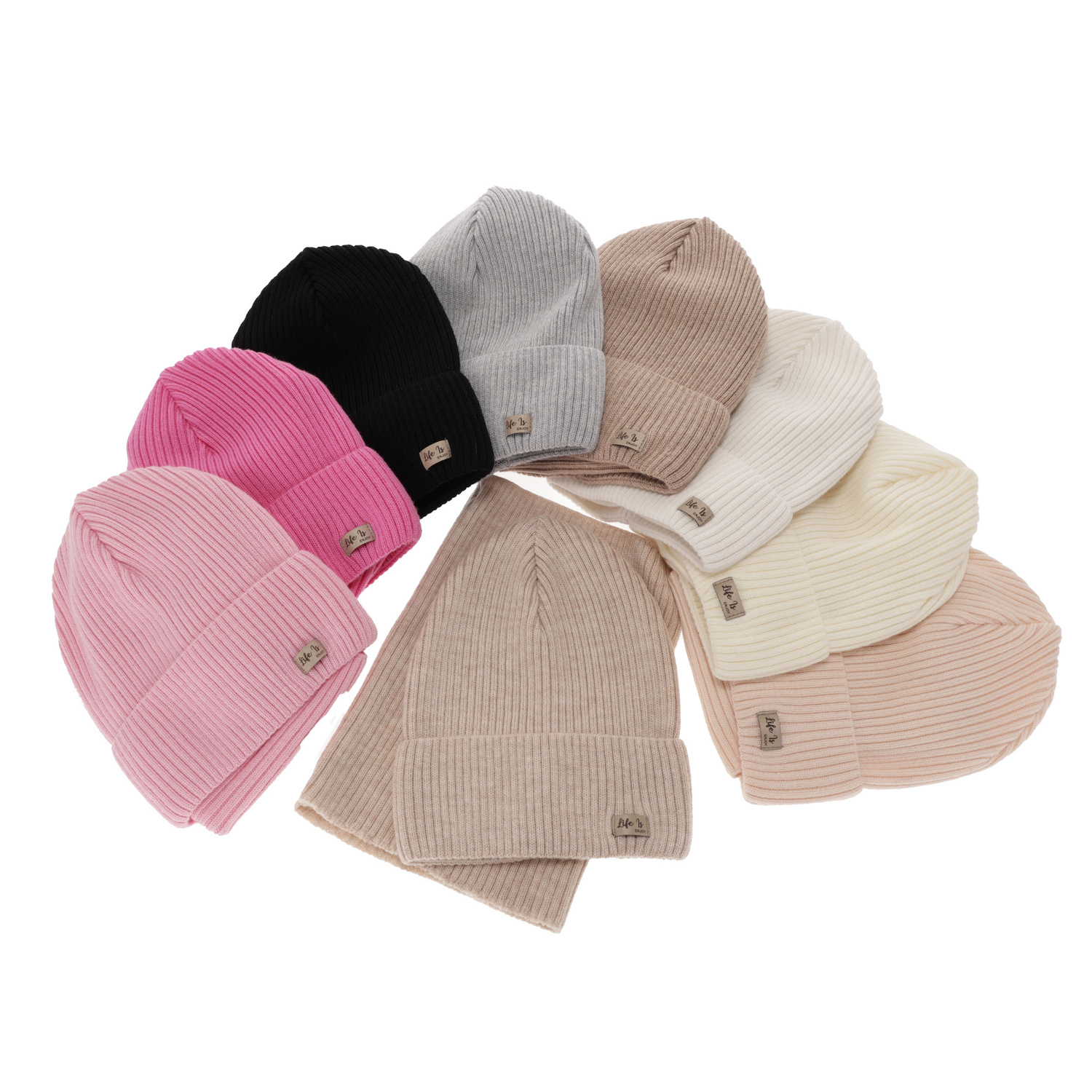 Czapka i komin dla dziewczynki jesienny, wiosenny komplet, czarny, 100% wełniana merino Itra