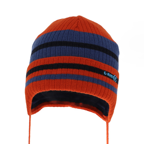 Czapka jesienna, wiosenna dla chłopca, pomarańczowa, wiązana Oleander