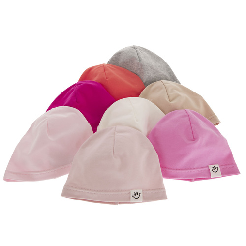 Czapka bawełniana jesienna, wiosenna dla dziewczynki, różowa Lili