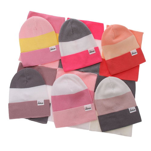 Czapka i komin dla dziewczynki jesienny, wiosenny komplet, z bawełną, pomarańczowy, Dalila