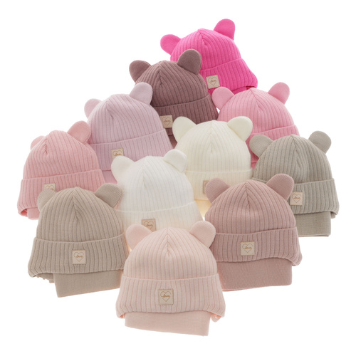 Czapka i szalik dla dziewczynki zimowy komplet, beżowy, wiązany Antola