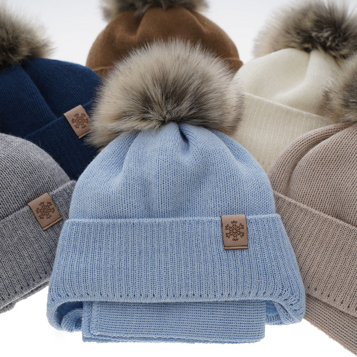 Czapka i szalik dla chłopca zimowy komplet, granatowy, z pomponem, z wełną merino, wiązany Rafael