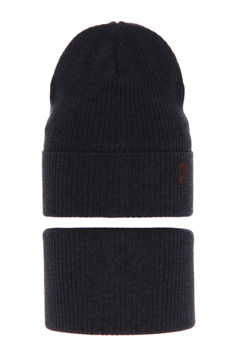 Czapka i komin dla chłopca jesienny, wiosenny komplet, z bawełną, granatowy Dragon