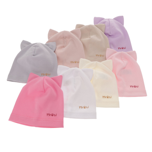 Czapka bawełniana jesienna, wiosenna dla dziewczynki, różowa Jaspera