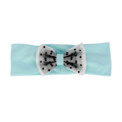 Opaska jesienna, wiosenna dla dziewczynki, miętowa, bawełniana, z kokardą Celinka