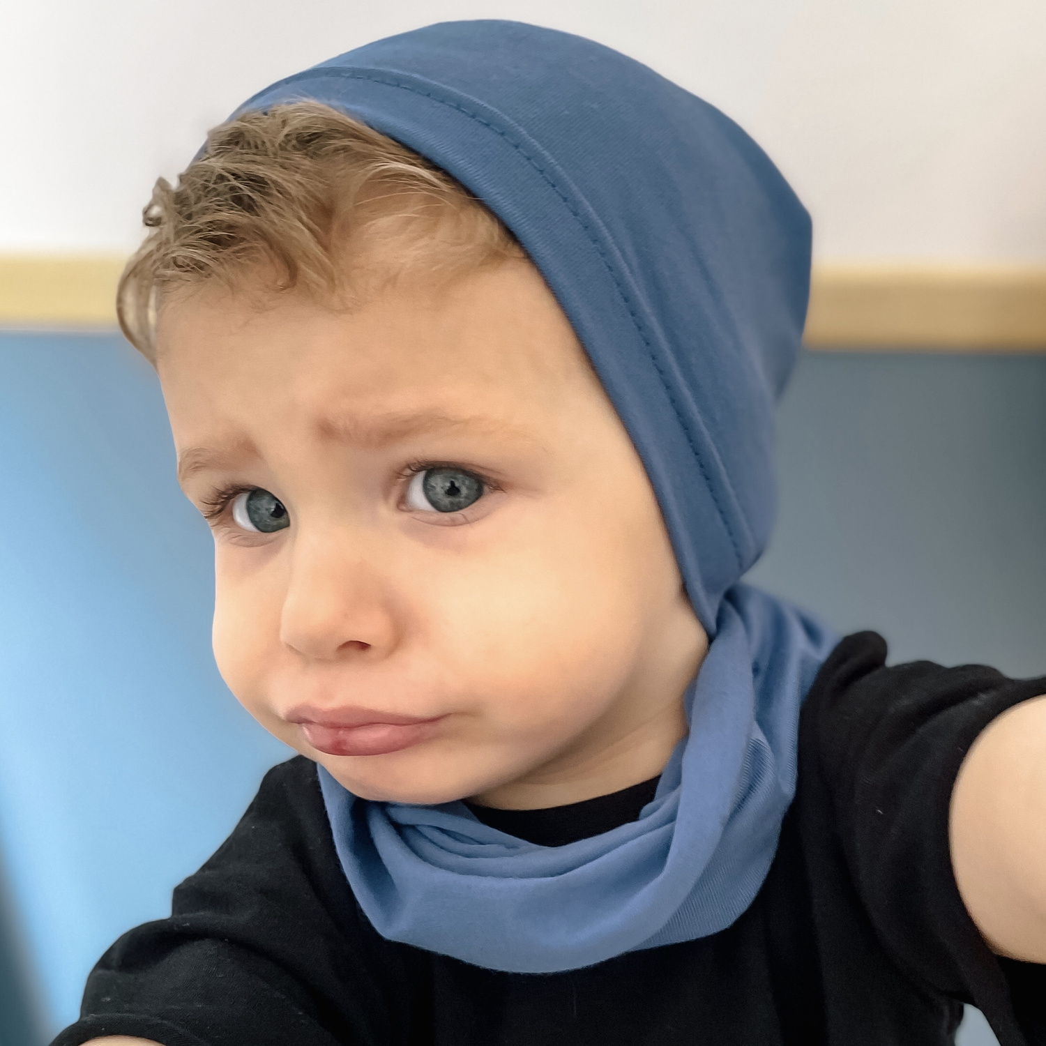 Czapka i komin dla chłopca jesienny, wiosenny komplet, miodowy, bawełniany Hazel