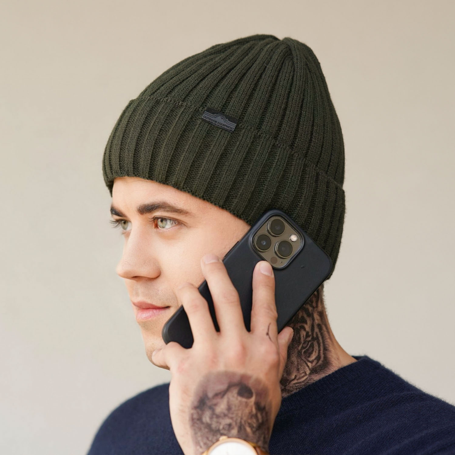 Czapka zimowa męska, camel, Vincent