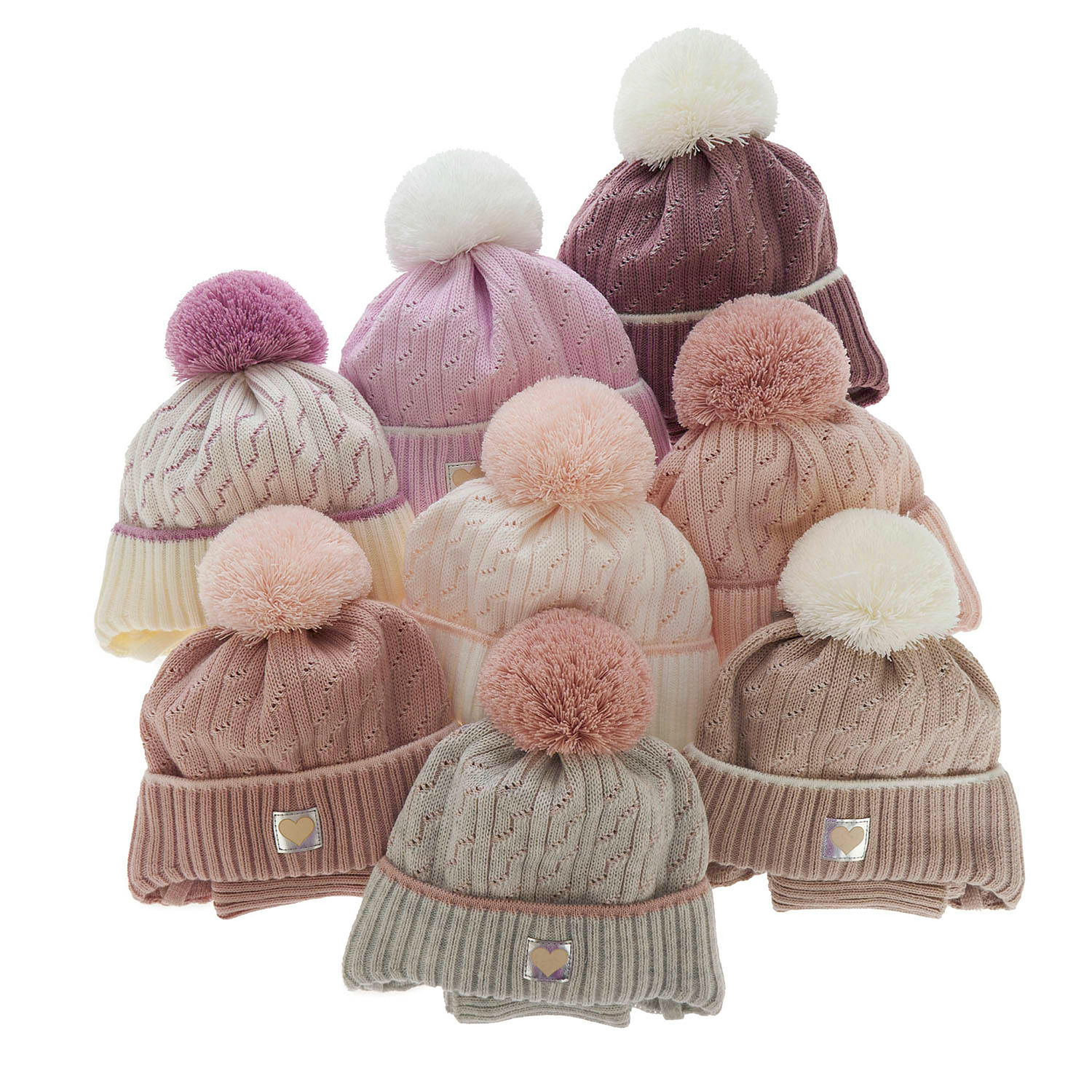 Czapka i komin dla dziewczynki zimowy komplet, różowy, z pomponem Natka