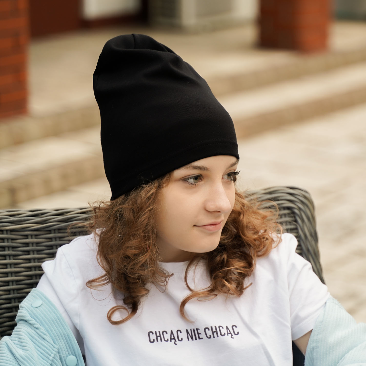 Czapka i komin dla dziewczynki jesienny, wiosenny komplet, szary, bawełniany Hazelka