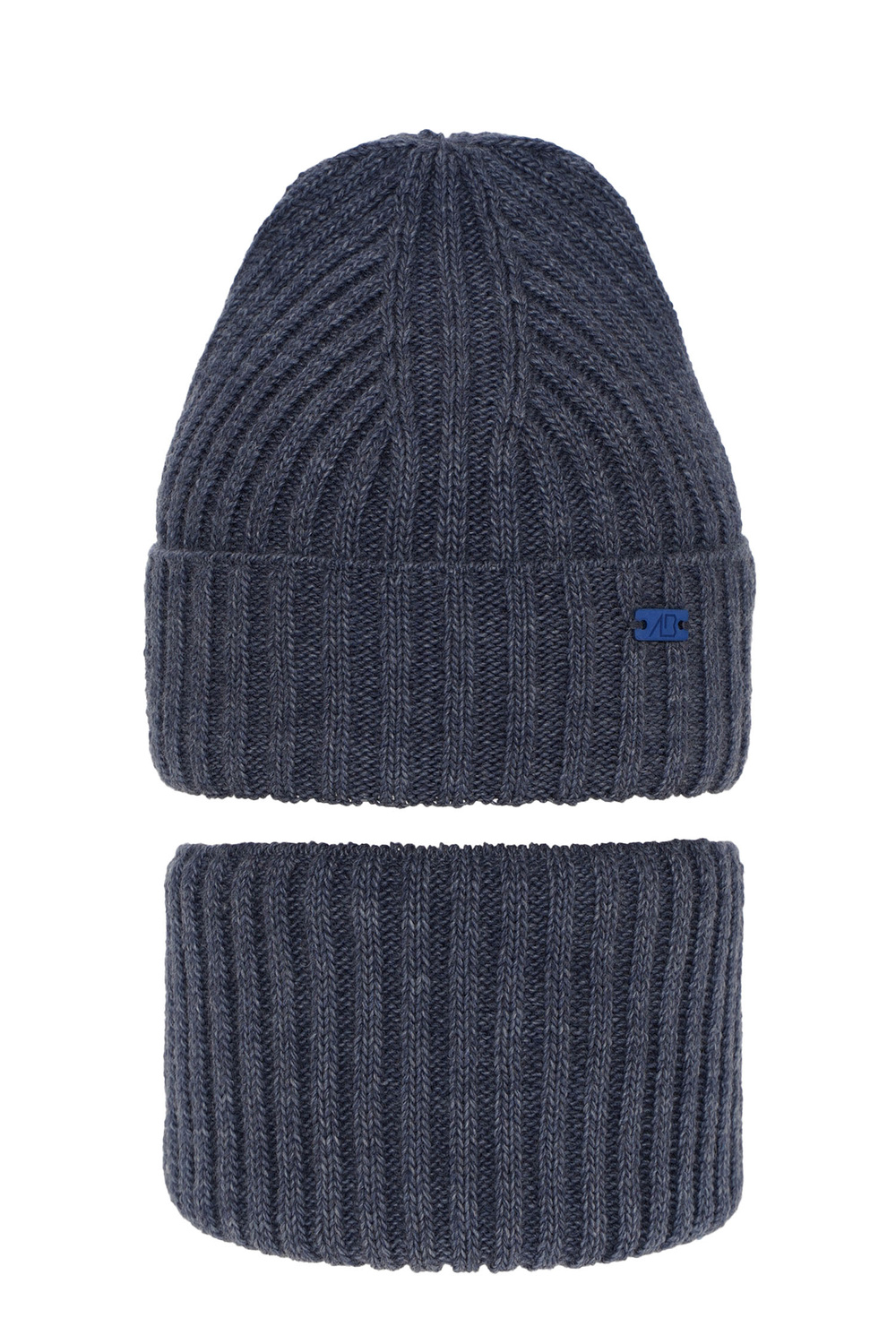 Czapka i komin dla chłopca zimowy komplet, jeansowy, Zeno