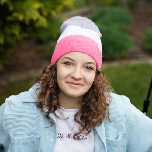 Czapka i komin dla dziewczynki jesienny, wiosenny komplet, z bawełną, pomarańczowy, Dalila