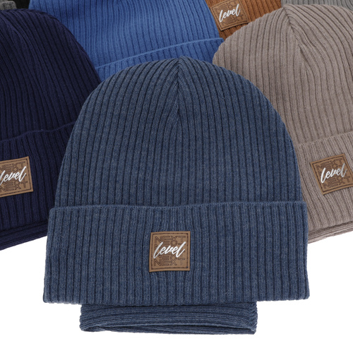 Czapka i komin dla chłopca jesienny, wiosenny komplet, z bawełną, czarny Fenix