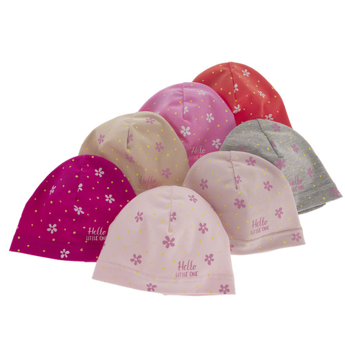 Czapka bawełniana dla dziewczynki jesienna, wiosenna, różowa, Nila