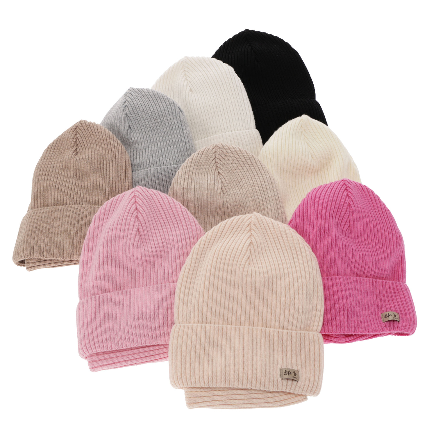 Czapka i komin dla dziewczynki jesienny, wiosenny komplet, kremowy, 100% wełniana merino Itra