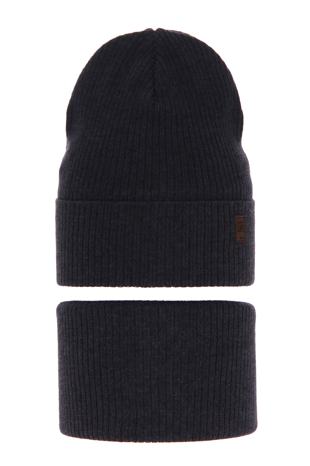 Czapka i komin dla chłopca jesienny, wiosenny komplet, z bawełną, granatowy Dragon