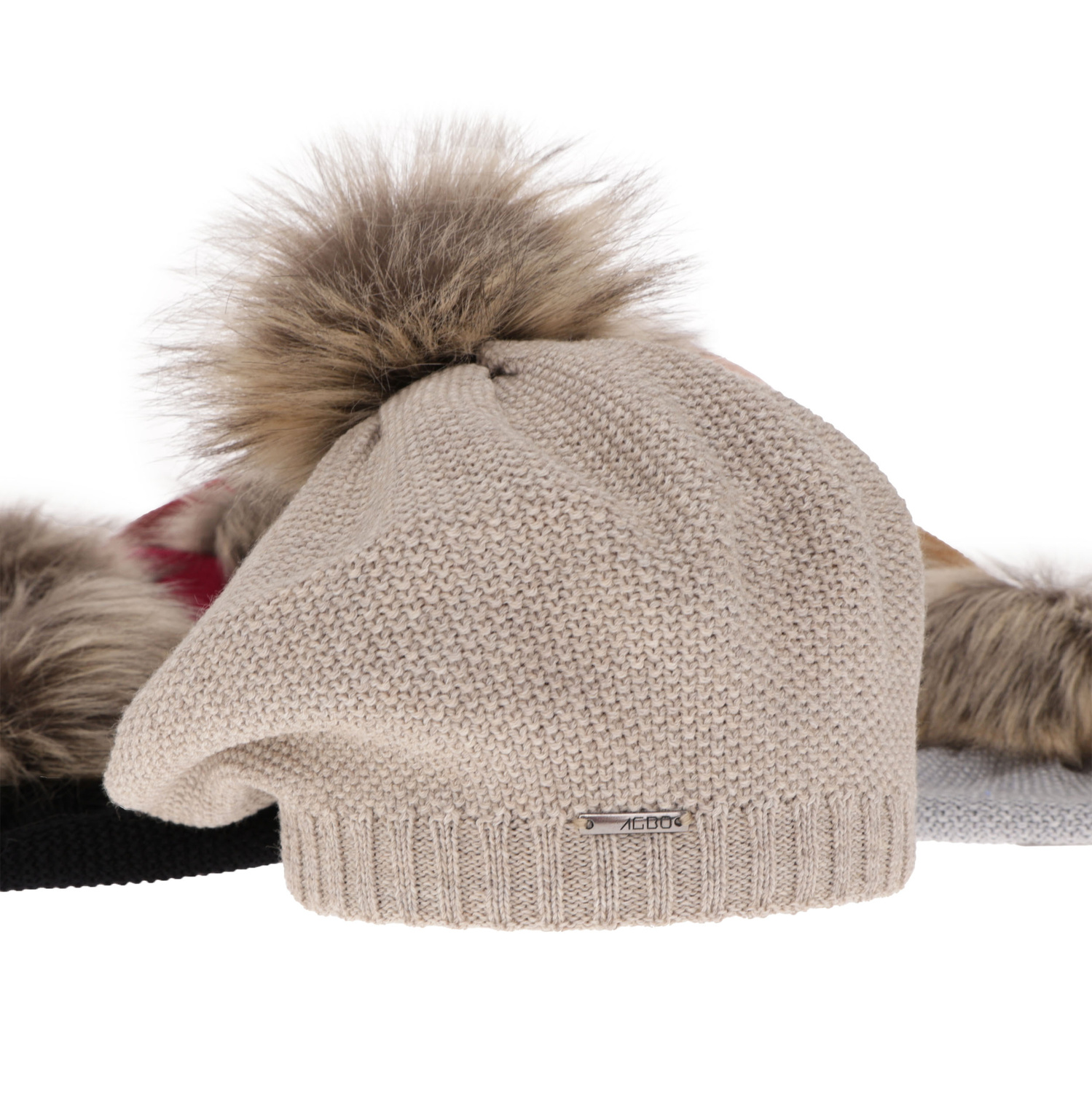 Beret damski zimowy, różowy, z wełną merino Bonnie