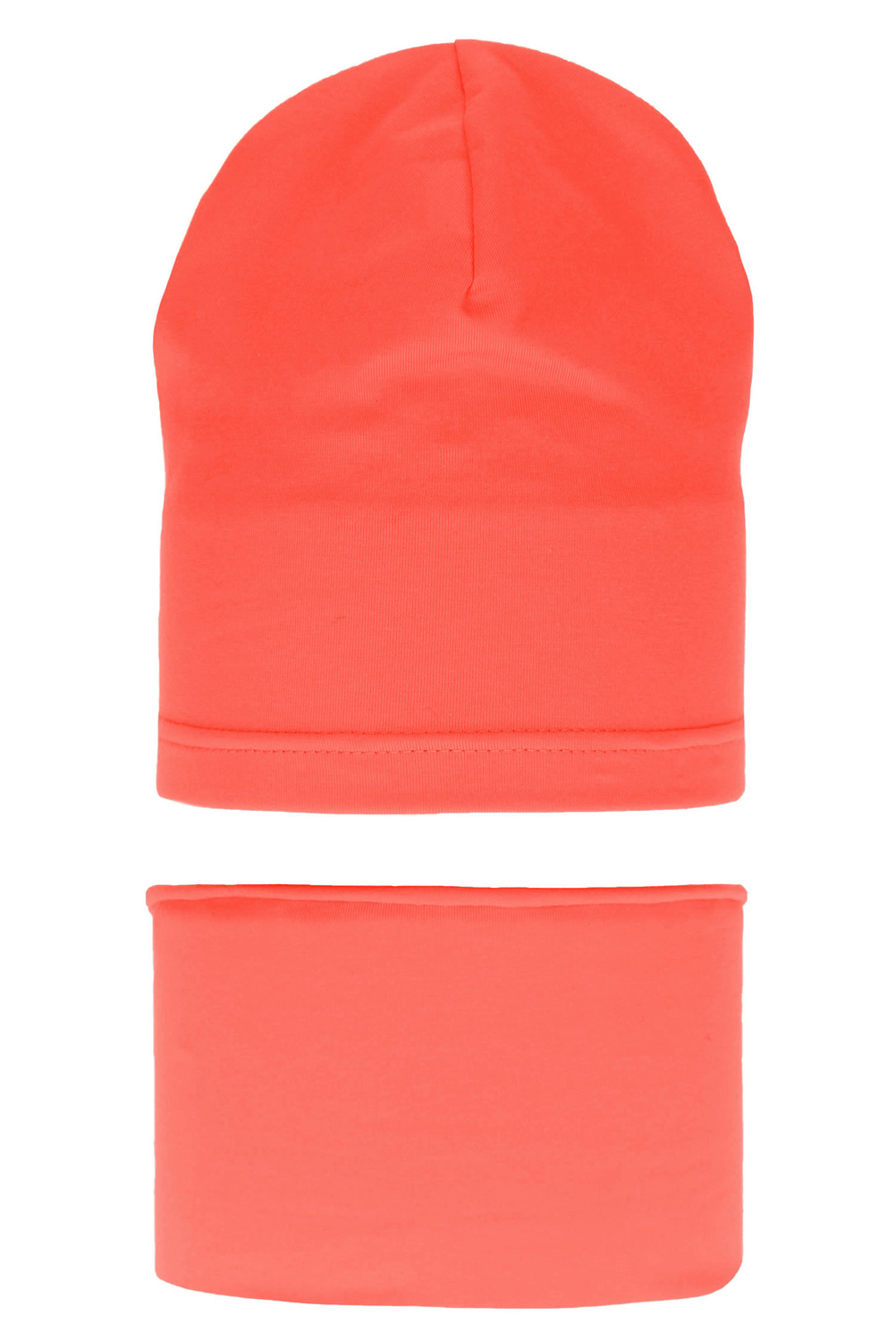 Czapka i komin dla dziewczynki jesienny, wiosenny komplet, koralowy, bawełniany Hazelka