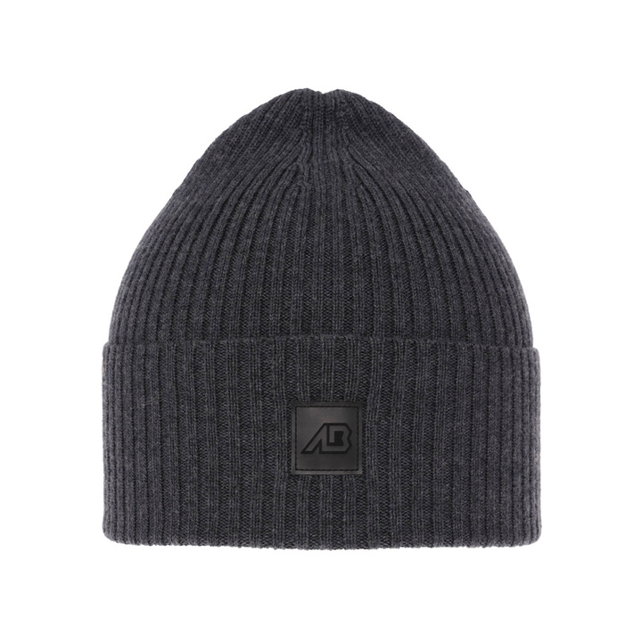 Czapka męska wiosenno-zimowa, szara, 100% wełniana merino Matias