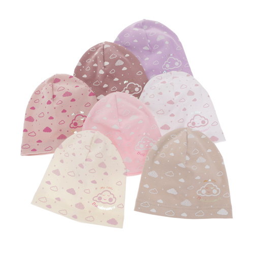 Czapka bawełniana dla dziewczynki jesienna, wiosenna, kremowa Klaudyna