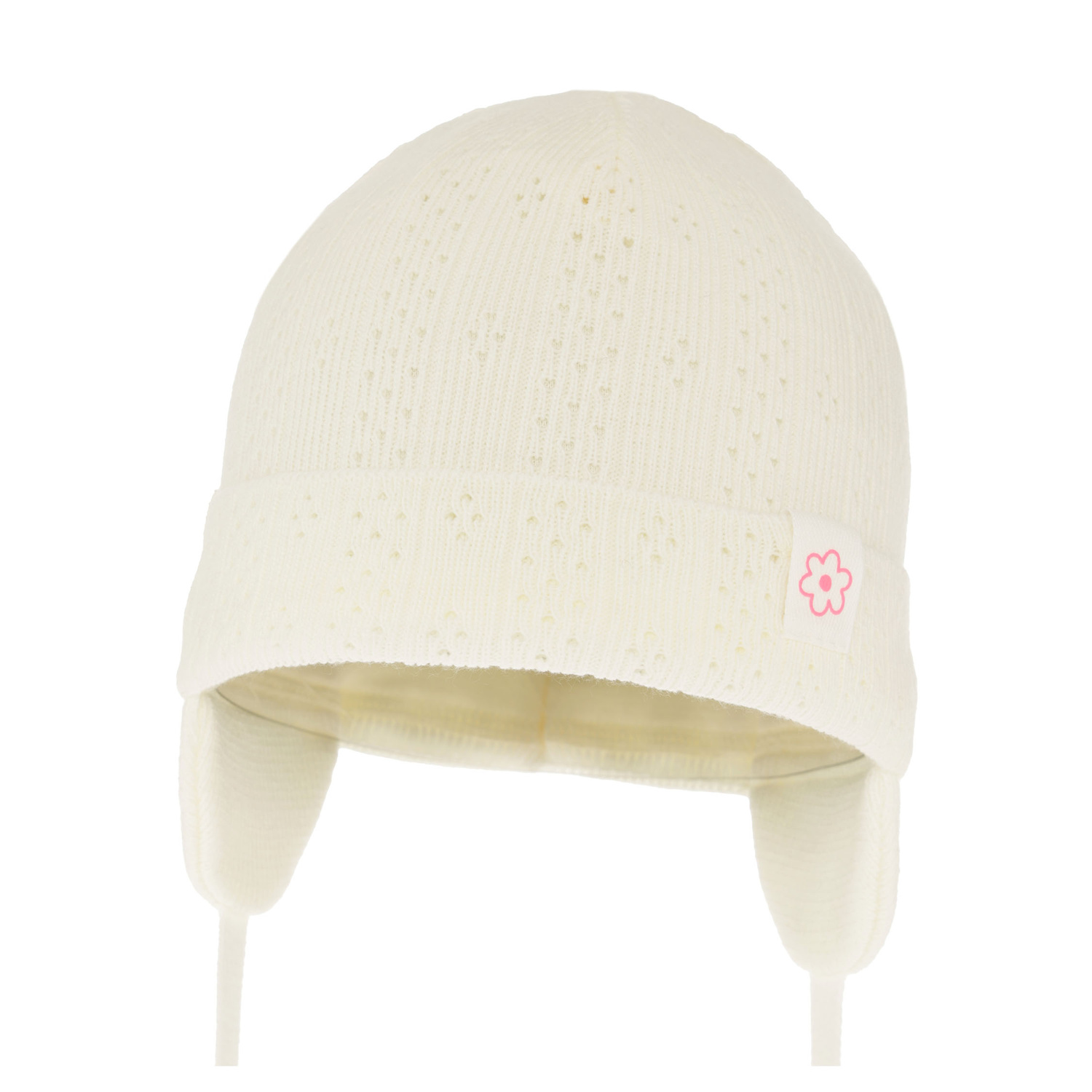 Czapka jesienna, wiosenna dla dziewczynki, kremowa, wiązana Lucrezia