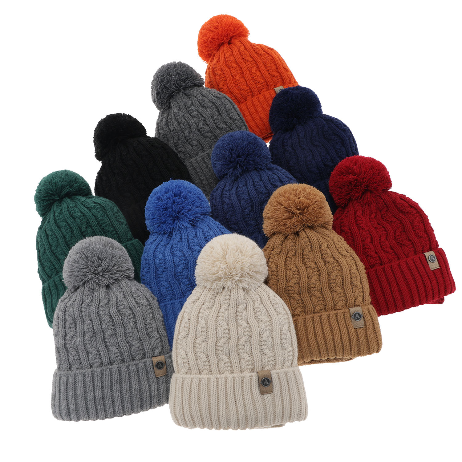 Czapka i komin dla chłopca zimowy komplet, granatowy, z pomponem Almond