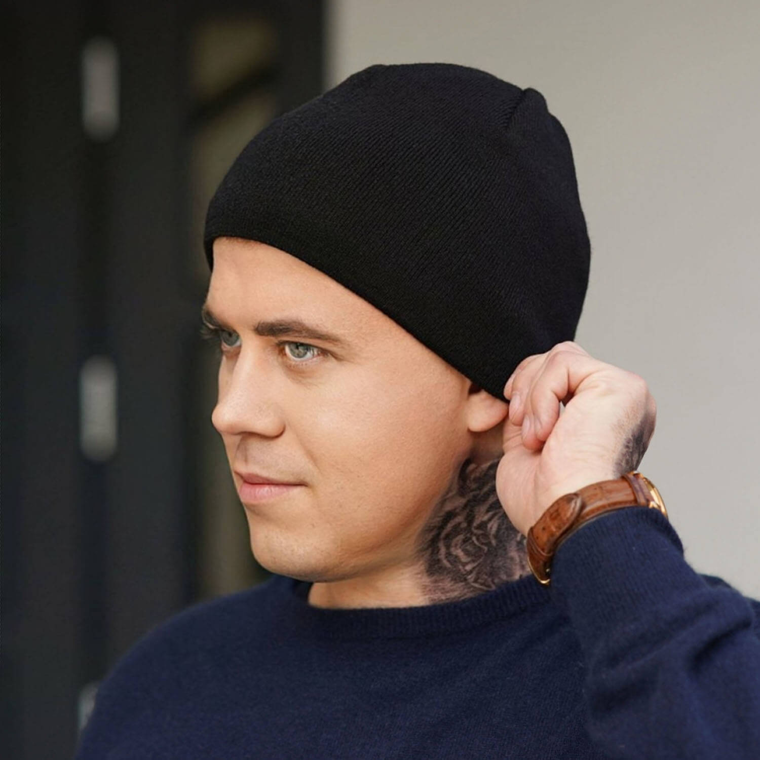 Czapka zimowa męska, granatowa Artysta