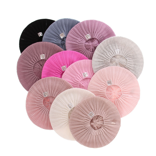 Beret dla dziewczynki jesienny, wiosenny, różowy, Luina