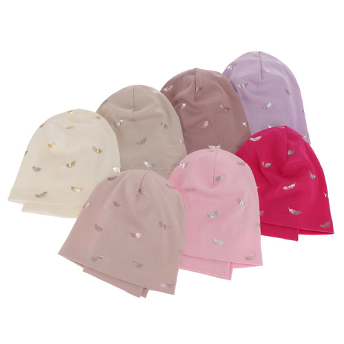 Czapka i komin dla dziewczynki jesienny, wiosenny komplet, kremowy, bawełniany Florena