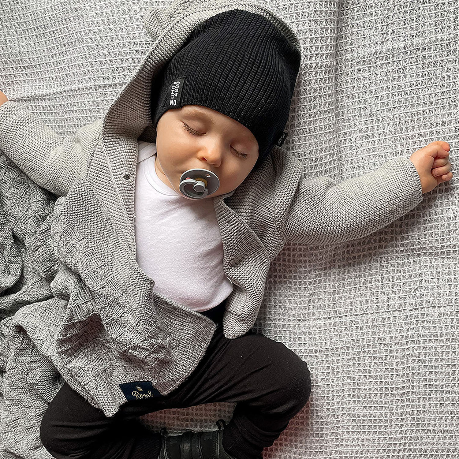 Czapka i komin dla chłopca jesienny, wiosenny komplet, z bawełną, szmaragdowy Tunis