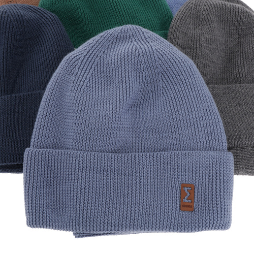 Czapka i komin dla chłopca jesienny, wiosenny komplet, niebieski, 100% wełniany merino Bruce