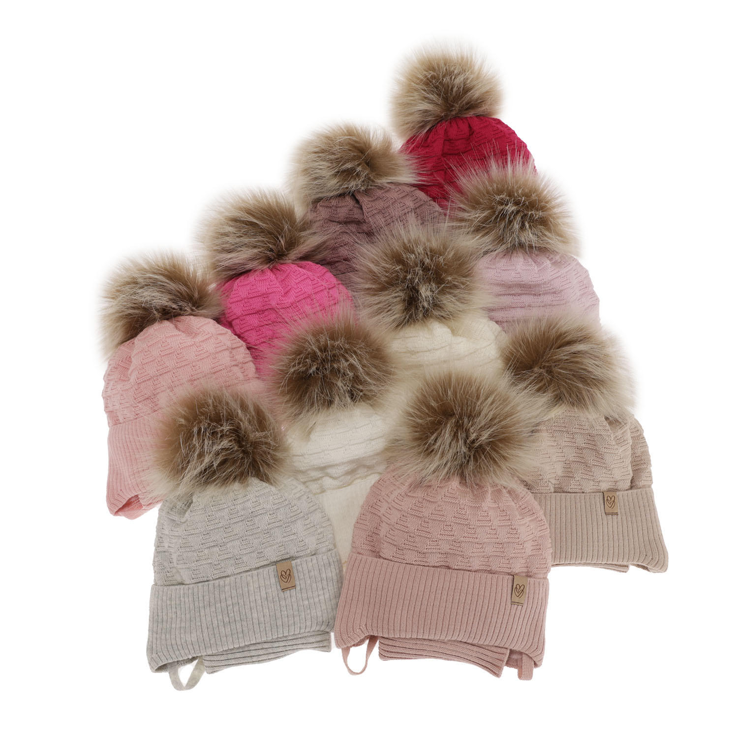 Czapka i komin dla dziewczynki zimowy komplet, różowy, z pomponem Egeria