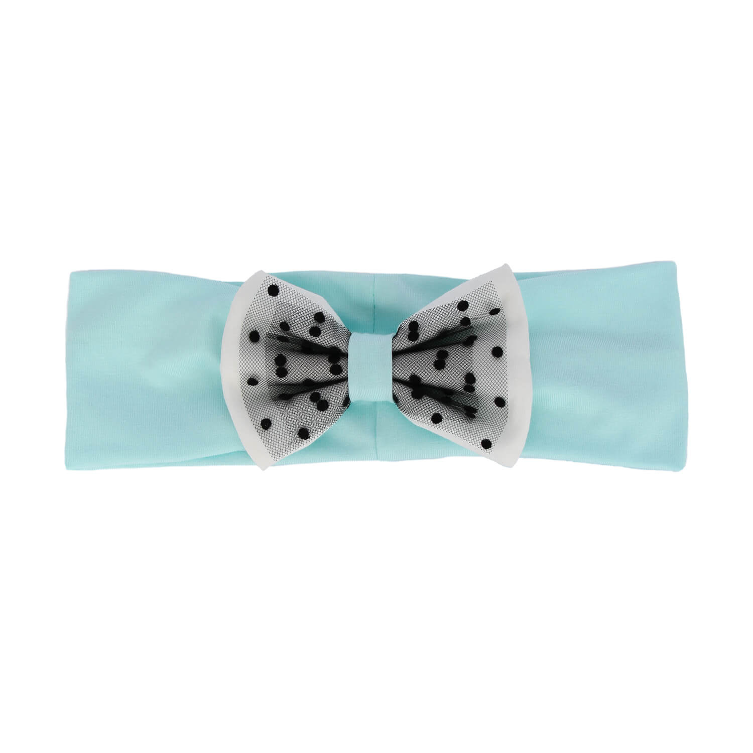 Opaska jesienna, wiosenna dla dziewczynki, miętowa, bawełniana, z kokardą Celinka