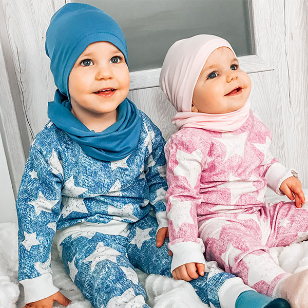 Czapka i komin dla dziewczynki jesienny, wiosenny komplet, koralowy, bawełniany Hazelka