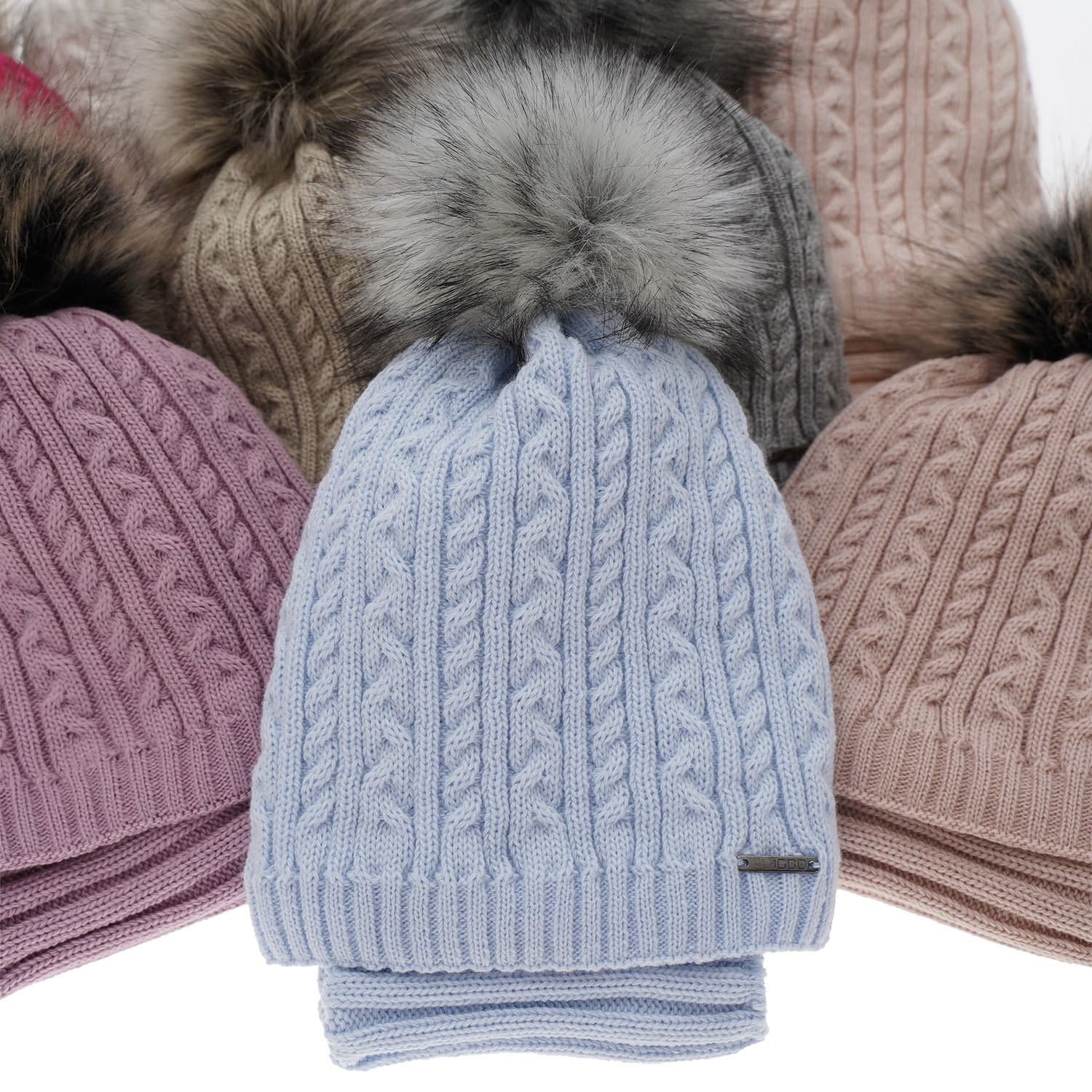 Czapka i komin dla dziewczynki zimowy komplet, czarny, z pomponem Rima