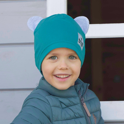 Czapka jesienna, wiosenna dla chłopca, zielona, bawełniana Jugo