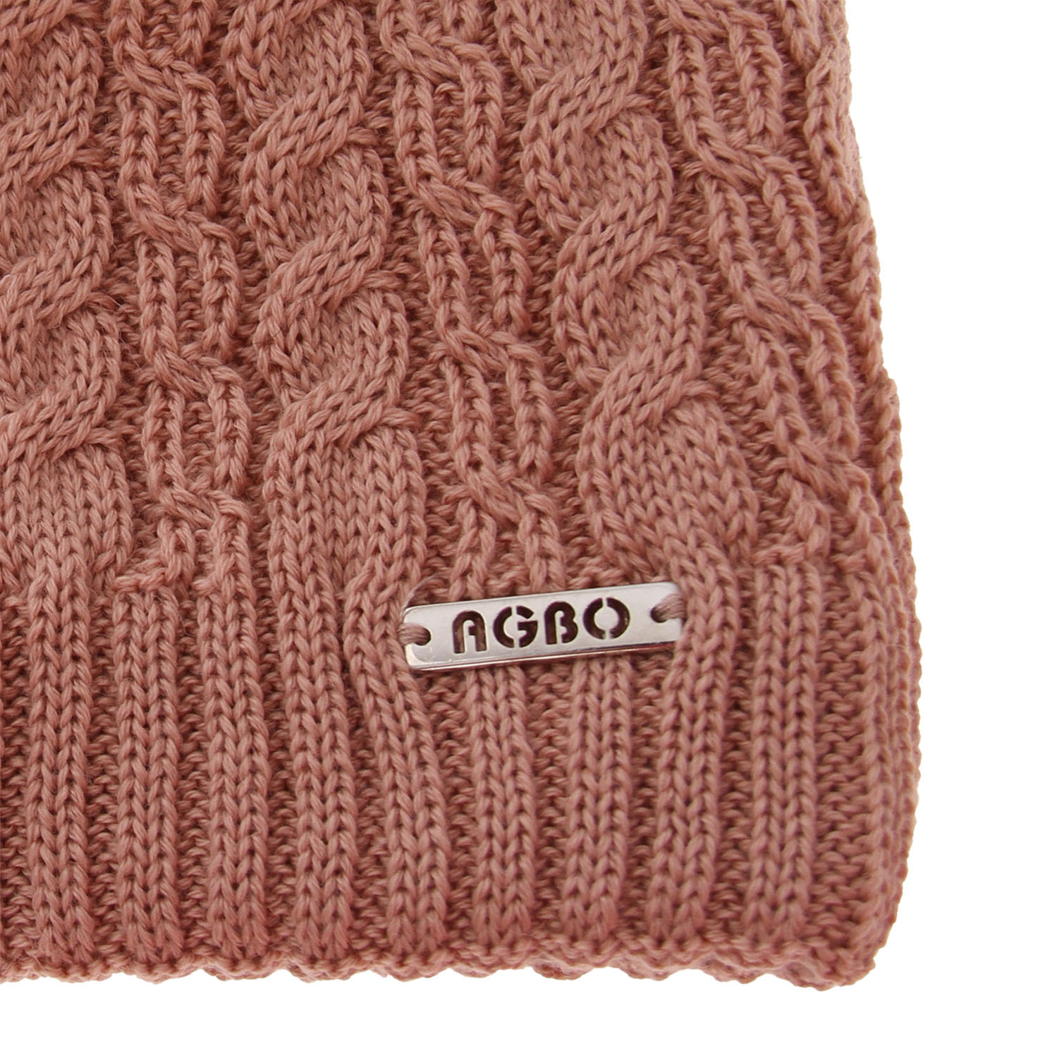 Czapka zimowa damska, beżowa, z pomponem, z wełną merino Satina