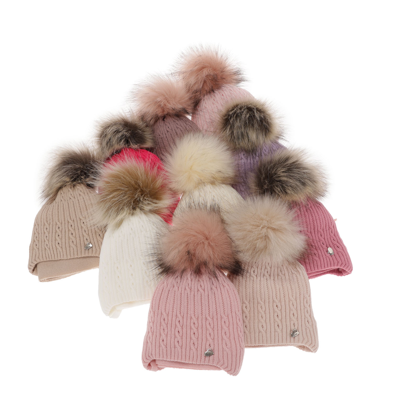 Czapka i szalik dla dziewczynki zimowy komplet, fioletowy, z pomponem Amana